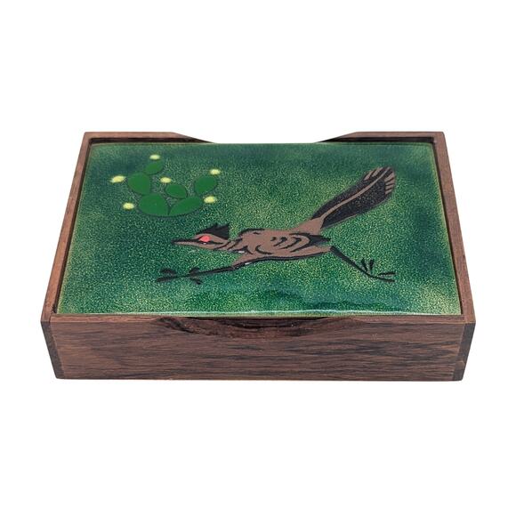 Annemarie Davidson Road Runner Enamel Box MCM Art Decor - Picture 1 of 12